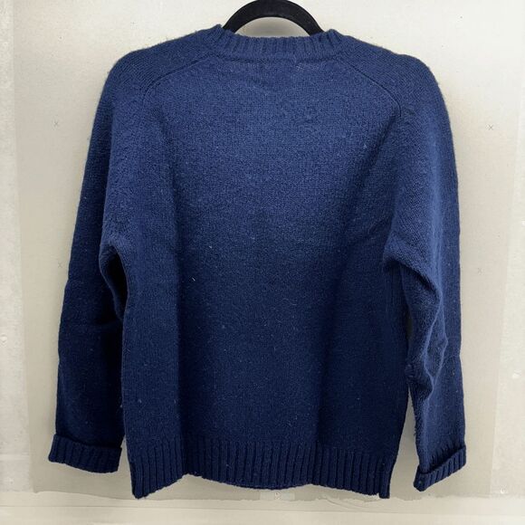 Vintage 80s Lacoste Izod Navy Cable Knit Virgin Wool Sweater Womens Small READ - Picture 3 of 5